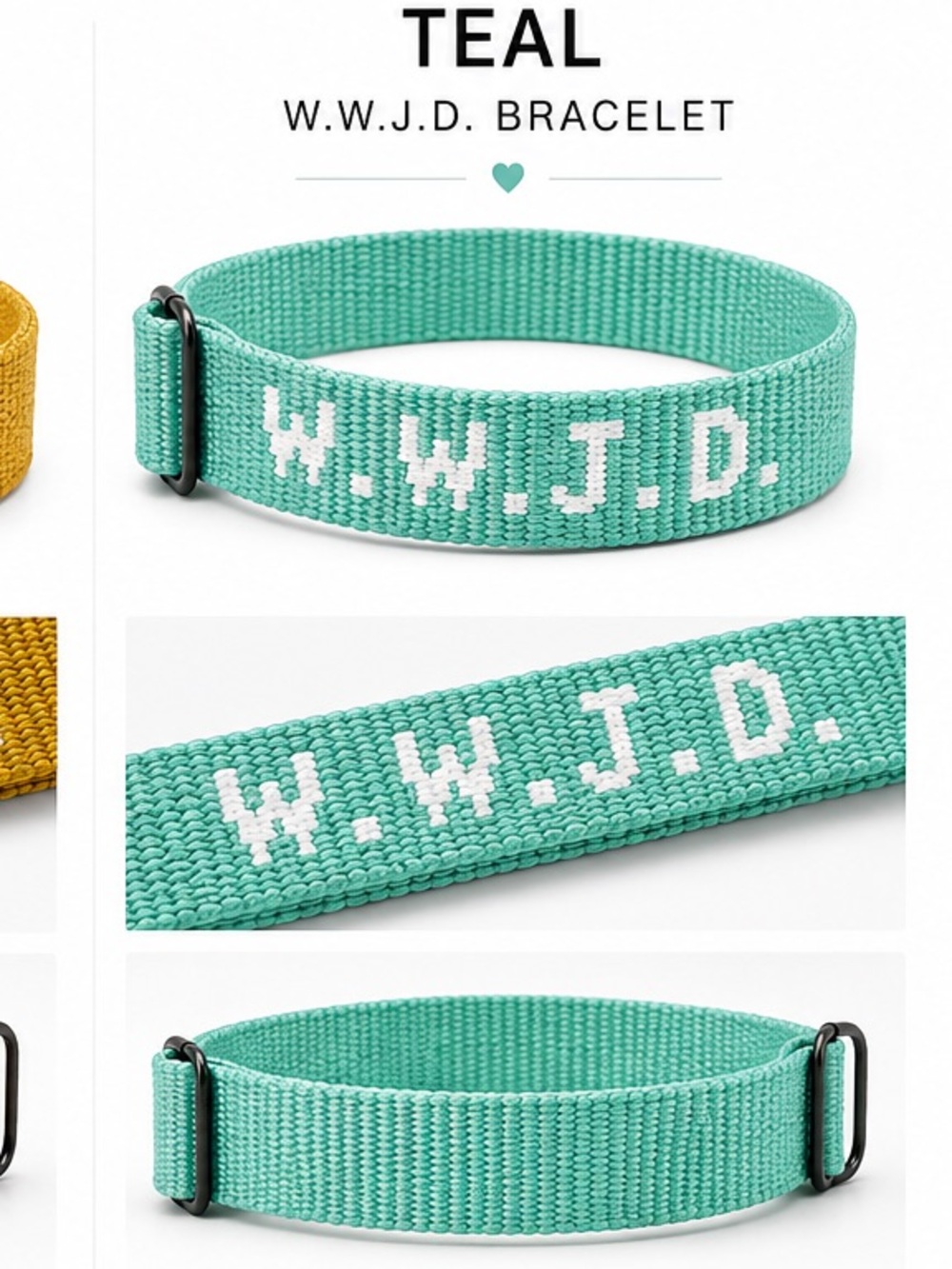 W.W.J.D. Teal Woven Bracelet Watch Band